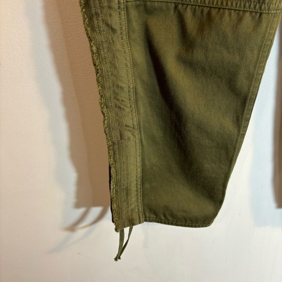 ISABEL MARANT Sz 42 Jessie Pants 100% Cotton Cropped Lace At Hem Olive Green - Picture 5 of 14